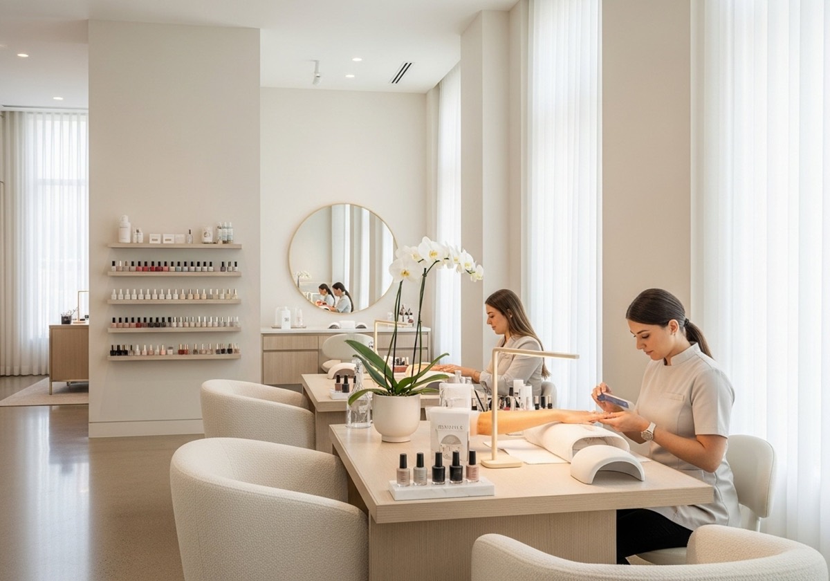 Helles, modernes Studio-Interieur von Riverside Beauty